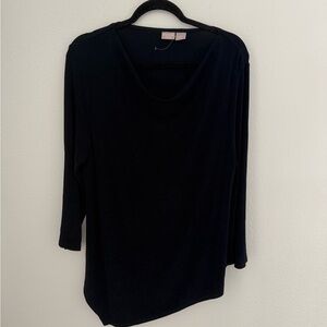 Chicos Petite Navy Blue Asymmetrical Long sleeve Top Size 12/14